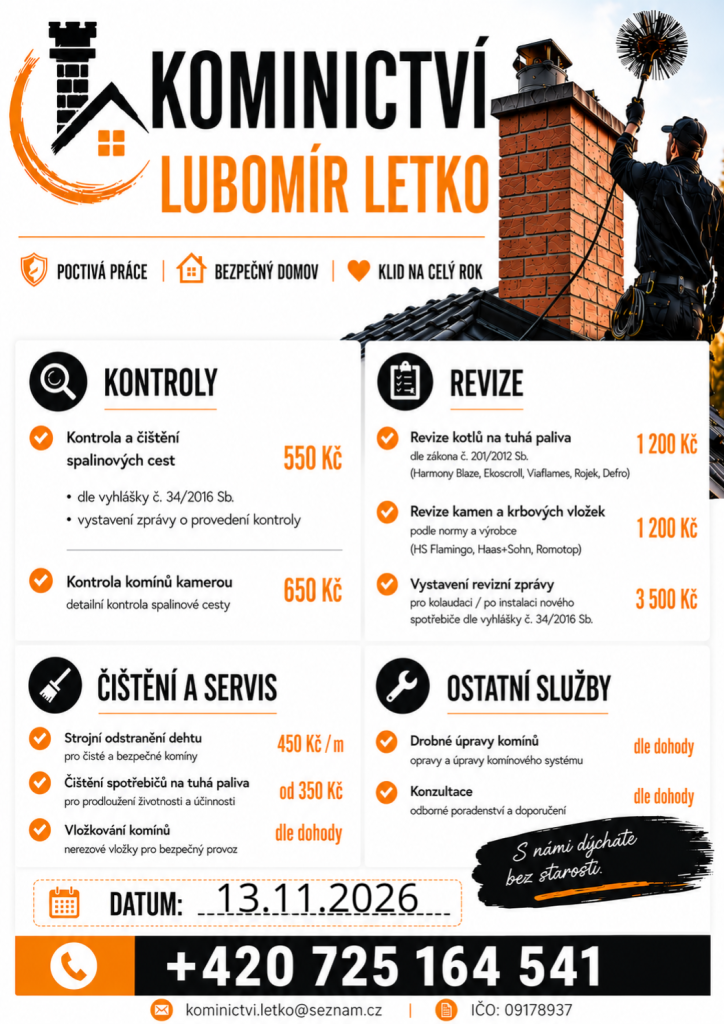 Kontroly,revize komínů a&nbsp;kotlů